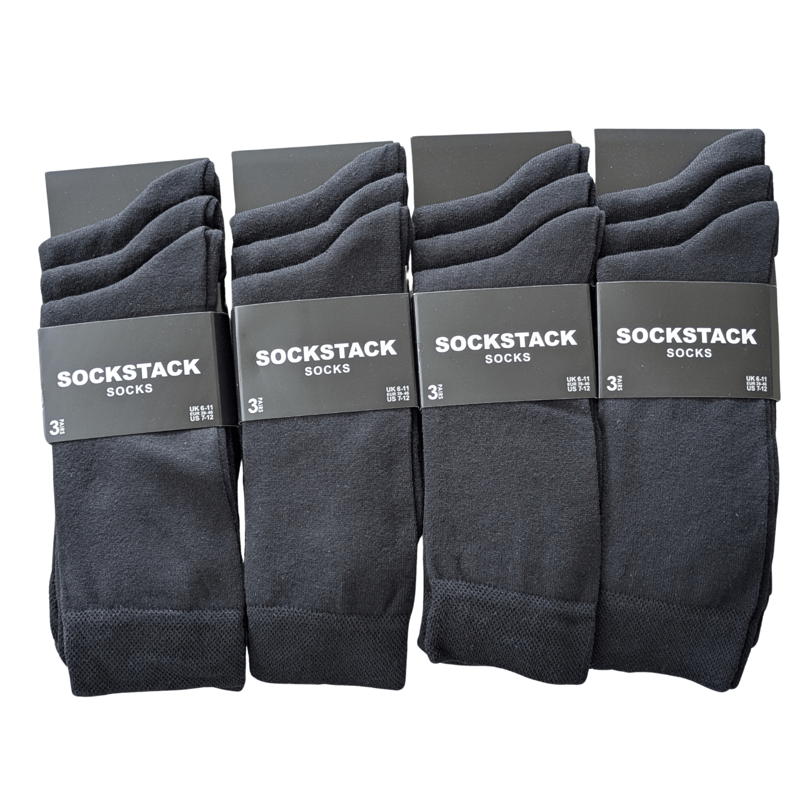 12 Pairs Men's Colourful Heel Toe Black Argyle Diamond Socks Comfort Fit Cotton Rich Durable Work Sock Ultra-Smooth Flat Toe Seam Comfortable School Business Wear UK 6-11 by Sock Stack