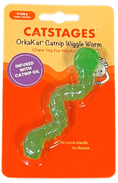 Nina Ottosson Catstages Orkakat Catnip Wiggle Worm Cat Toy – Dental Chew for Kittens & Cats