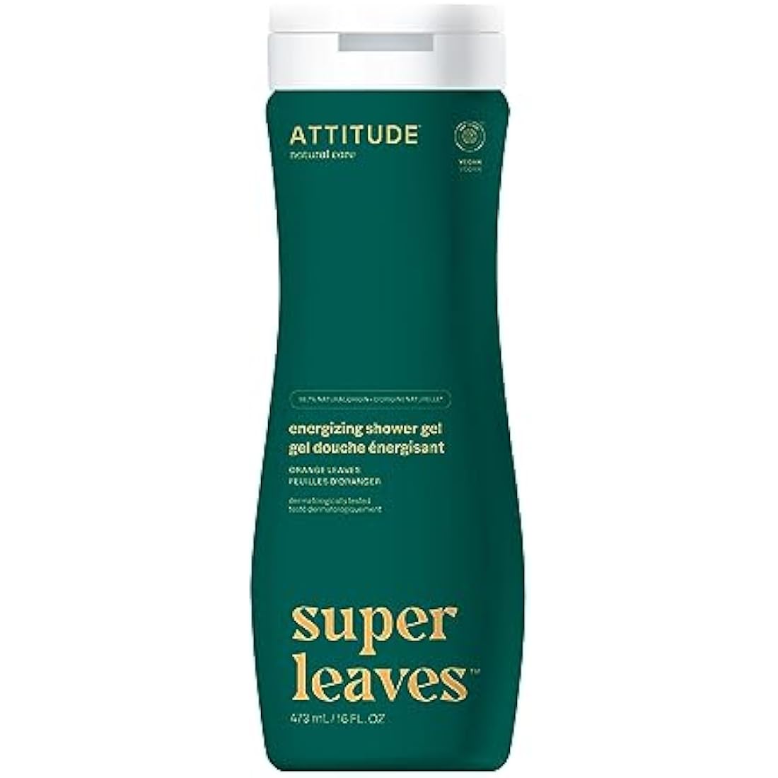 ATTITUDE Body Wash, EWG Verified Shower Gel, Dermatologically Tested, Plant and Mineral-Based, Vegan Personal Care Products, Orange Leaves, 473 mL