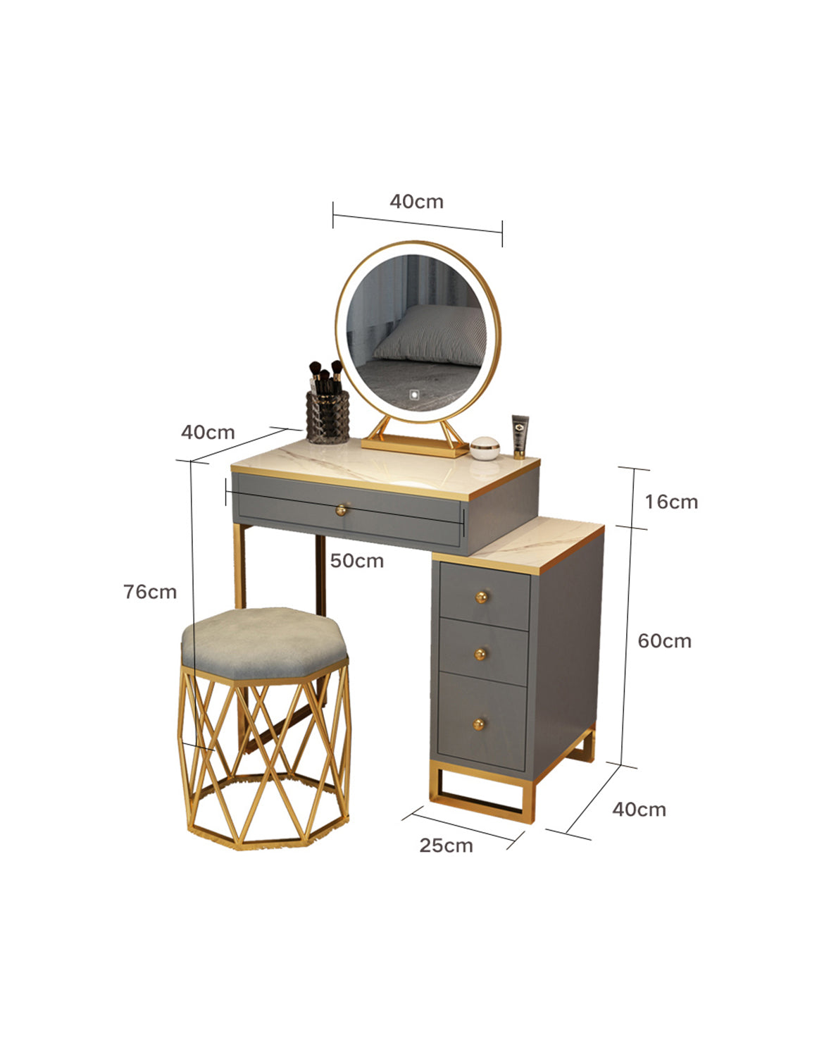 Nelia Dressing Table With LED Mirror