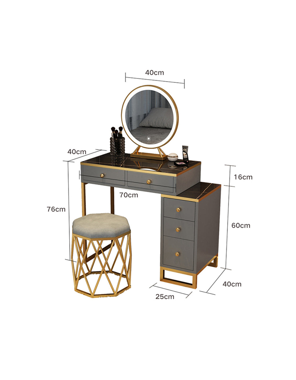 Nelia Dressing Table With LED Mirror