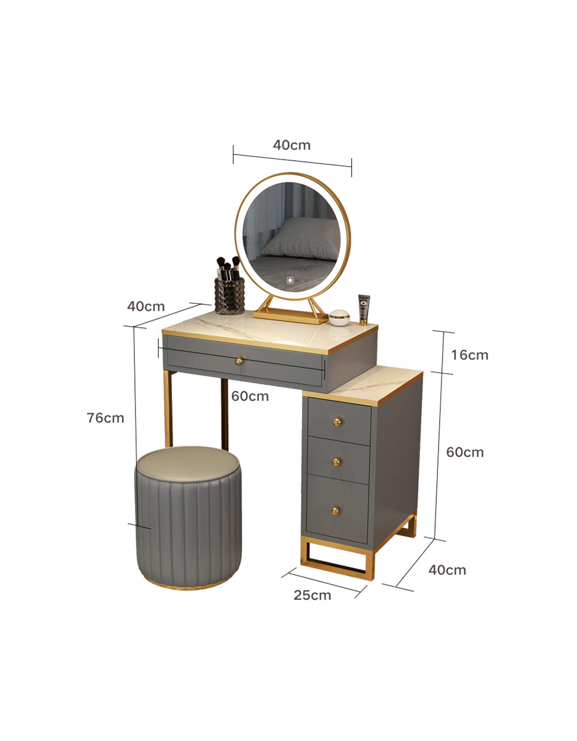 Nelia Dressing Table With LED Mirror