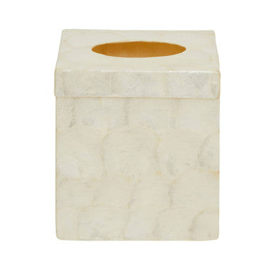 Palu White Shell Square Tissue Box