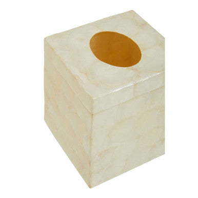 Palu White Shell Square Tissue Box