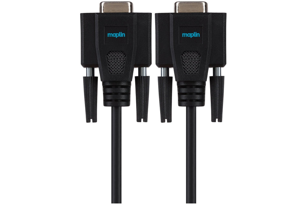 Maplin Premium Serial RS232 Null Modem 9 Pin Female Cable - Black, 3m