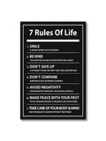 7 Rules of Life Motivational Poster – Black & White Typography Wall Art