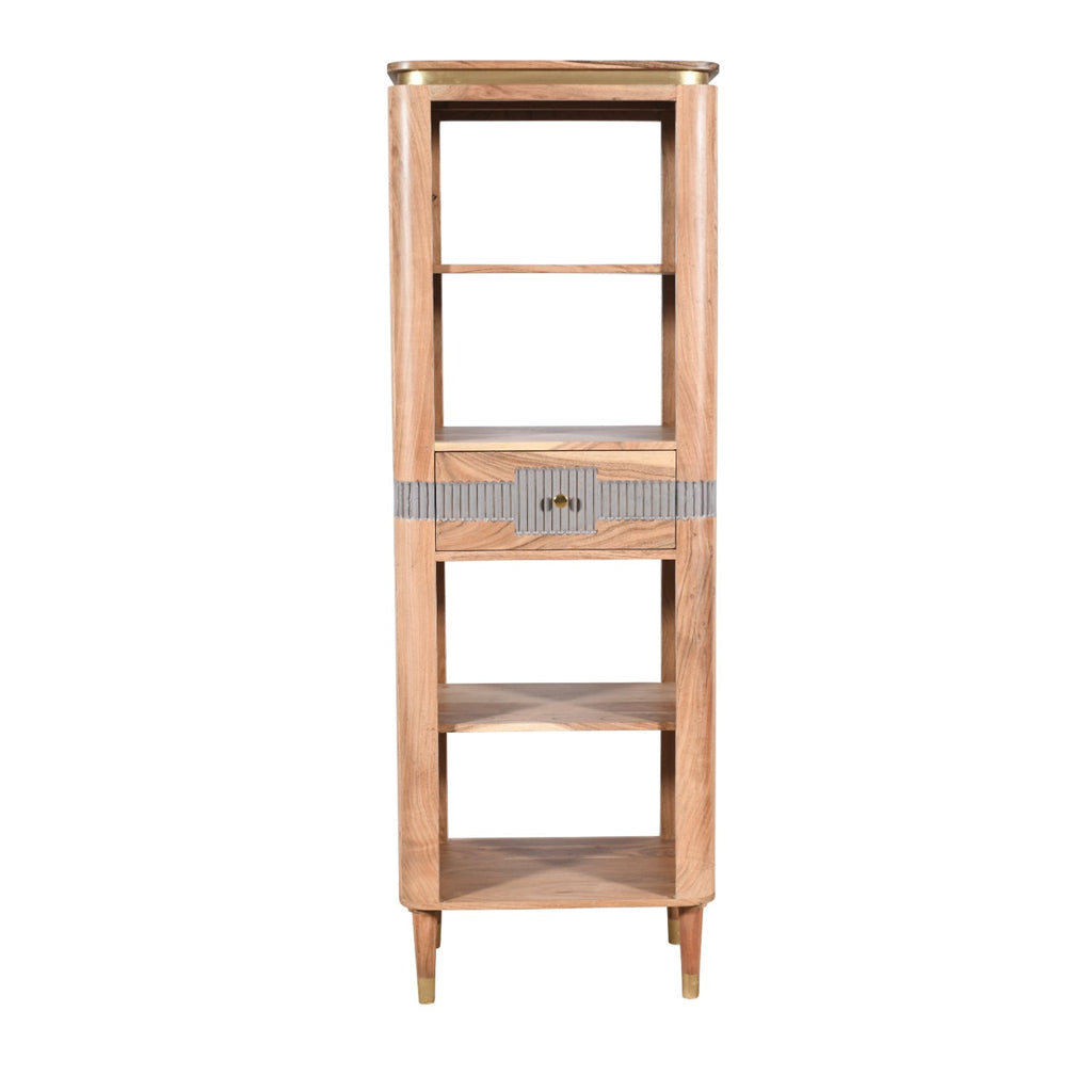 Berkley Acacia Wood 1 Drawers Open Bookcase