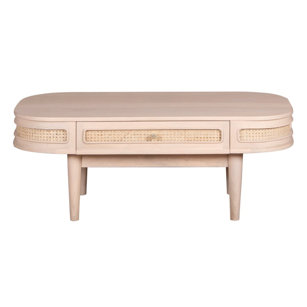 Chester Cane And Wood 1 Drawer Coffee Table