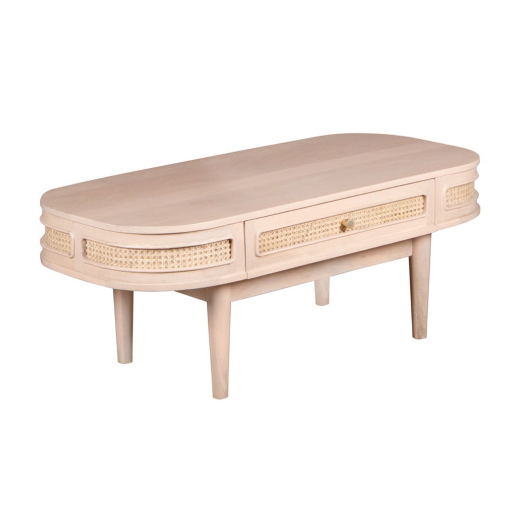 Chester Cane And Wood 1 Drawer Coffee Table