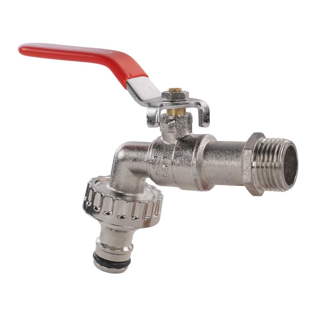 Garden Lever Tap - 1/2 BSPM Inlet - Snap On Male - Zinc Nickle Plated