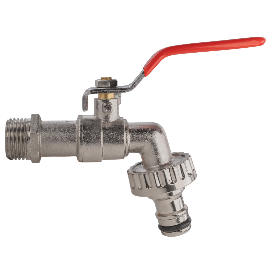 Garden Lever Tap - 1/2 BSPM Inlet - Snap On Male - Zinc Nickle Plated