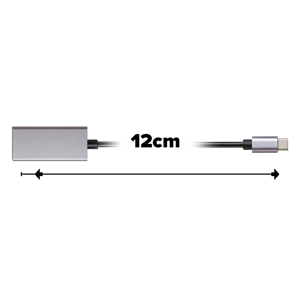 Maplin USB-C to HDMI V3.1 Adapter (Supports 4K Ultra HD @30Hz) - Grey, 0.12m