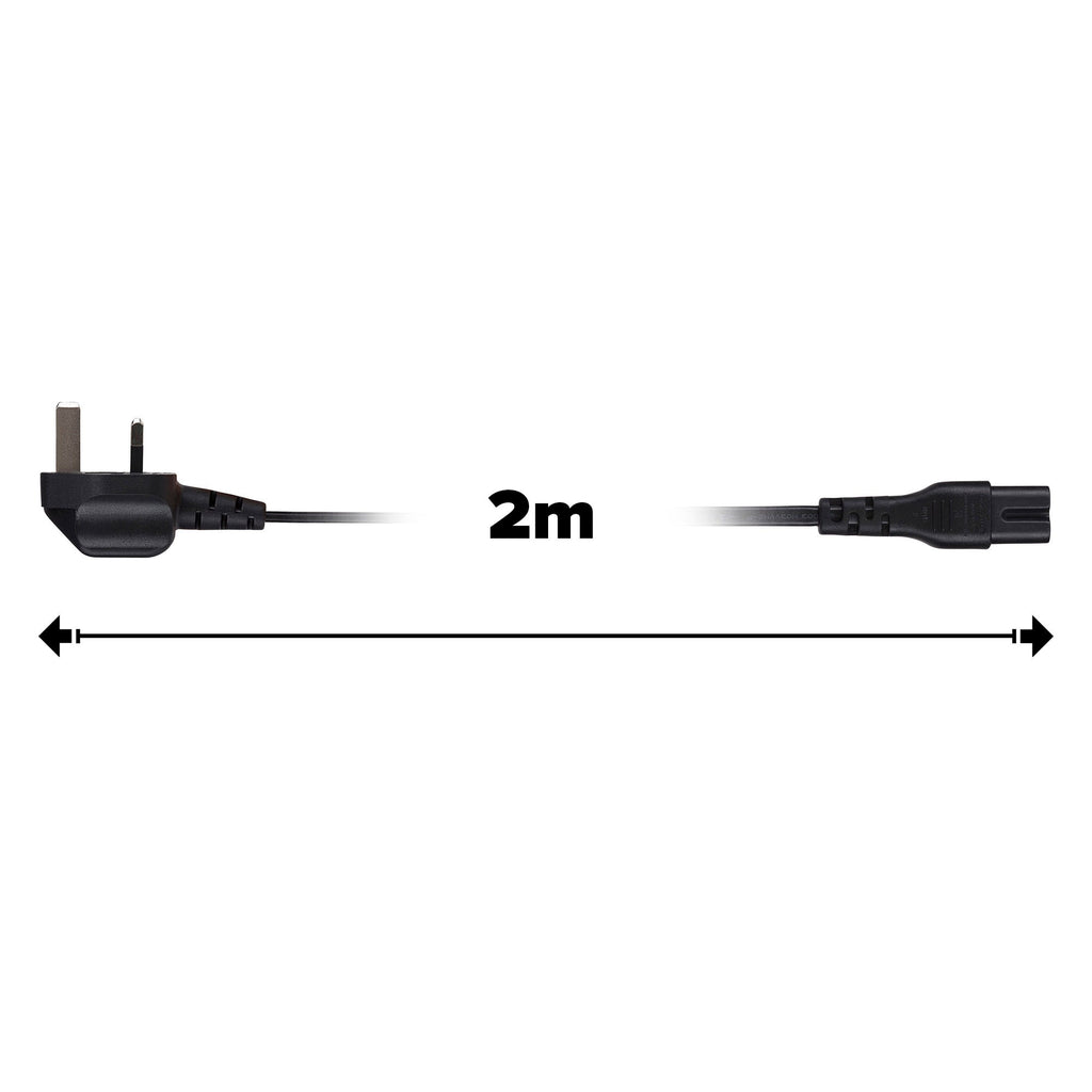 Maplin Power Lead IEC C7 Fig 8 2 Pin Plug to UK 3 Pin Plug - 2m, 10 Amp Fuse
