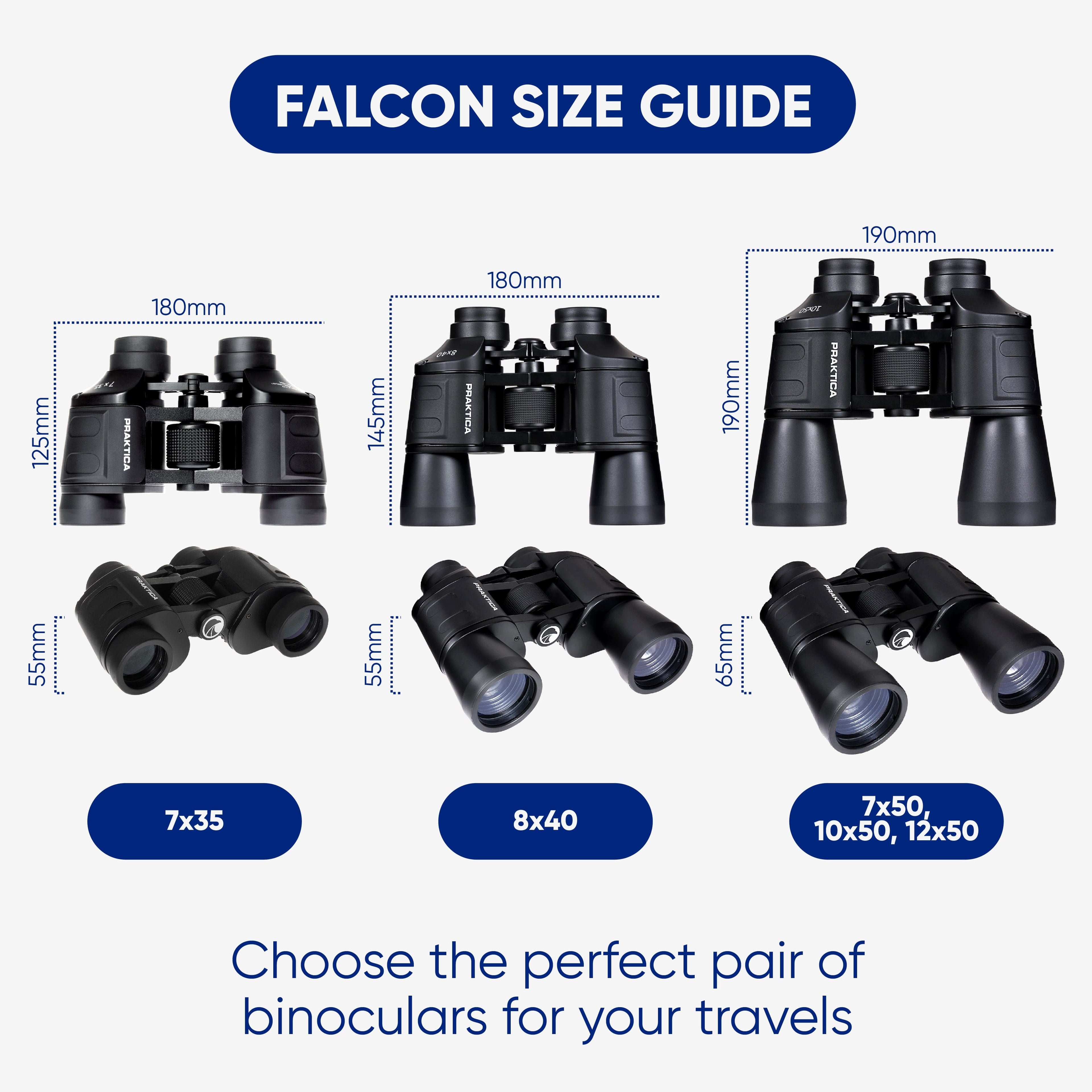 PRAKTICA Falcon 12x50mm Porro Prism Field Binoculars - Sand