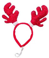 🦌 House of Paws Festive Sparkly Antler Headband – Adjustable Pet Accessory