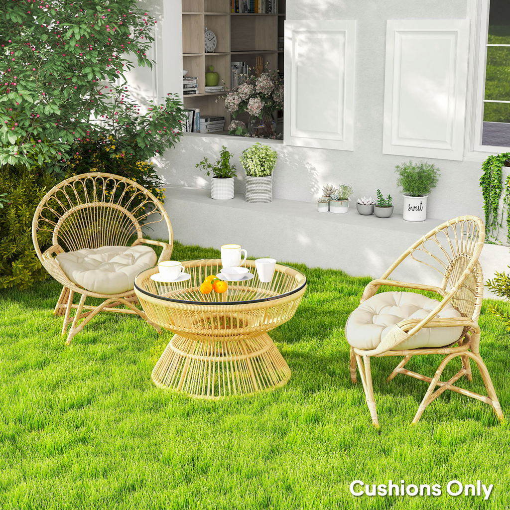 Outsunny Outdoor Seat Cushions Set of 2, Tufted Round Chair Pads