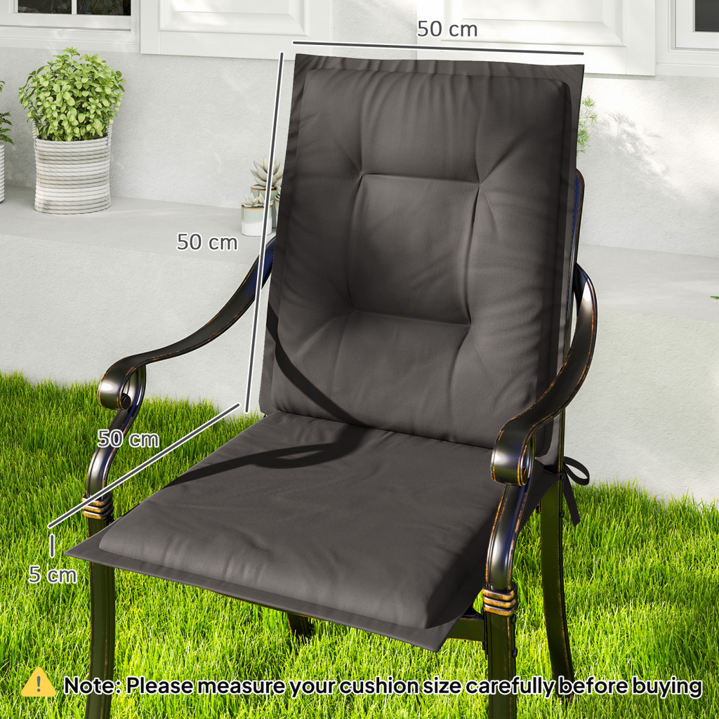 Outsunny Set of 4 Garden Chair Cushions, Outdoor Seat Pads