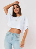 Cotton Women Short Sleeve Dance Running Clothes Yoga Fitness Crop Top Navel Baring New Sport T-Shirt Loose Gym Workout Shirts