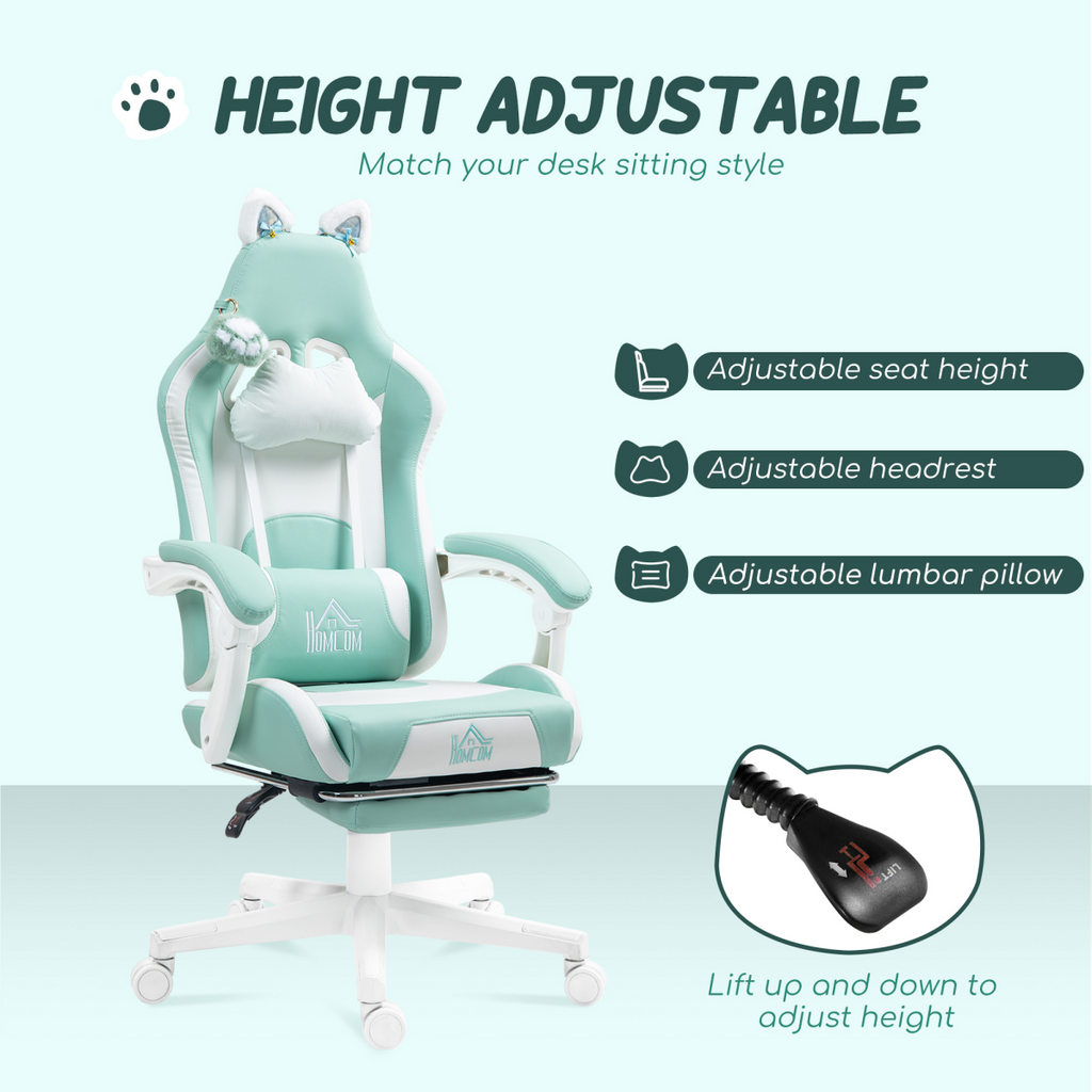 HOMCOM Gaming Chair with Footrest, Reclining Computer Chair