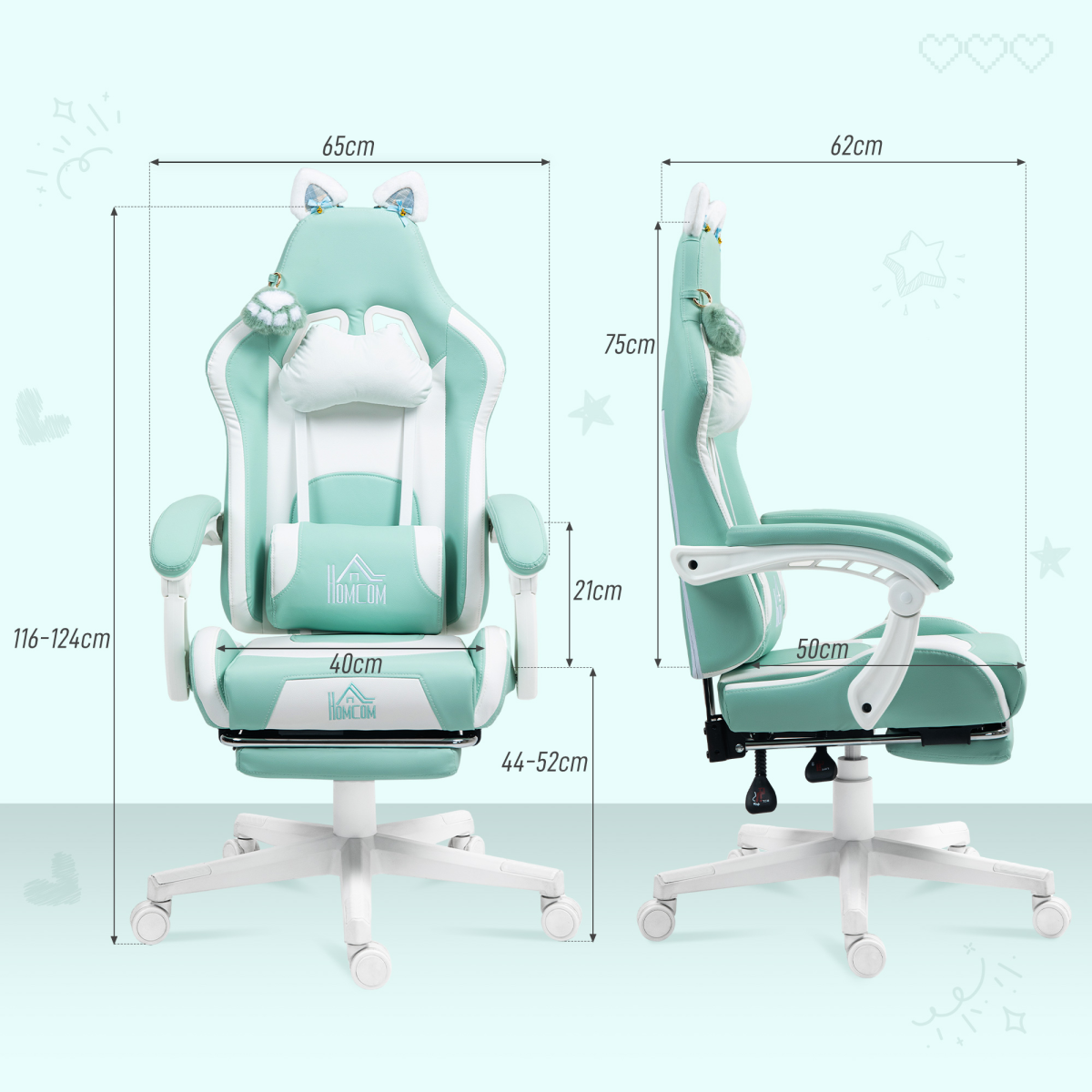 HOMCOM Gaming Chair with Footrest, Reclining Computer Chair