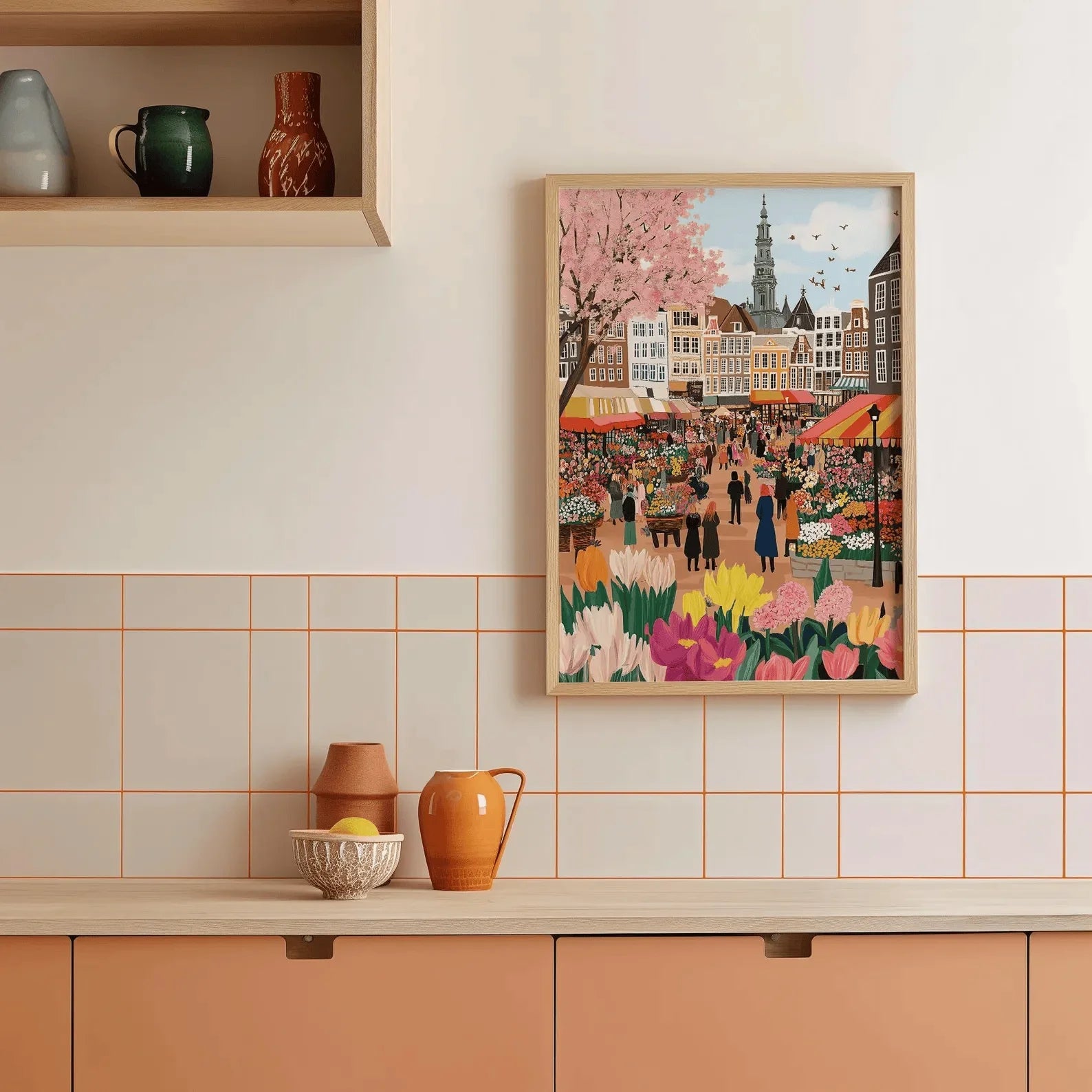 Amsterdam Flower Market Canvas Poster – Netherlands City Wall Art