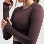 Seamless Sports Bra Set with Peach Hip Trousers – Super Stretch Long Sleeve Yoga Outfit S, M, L