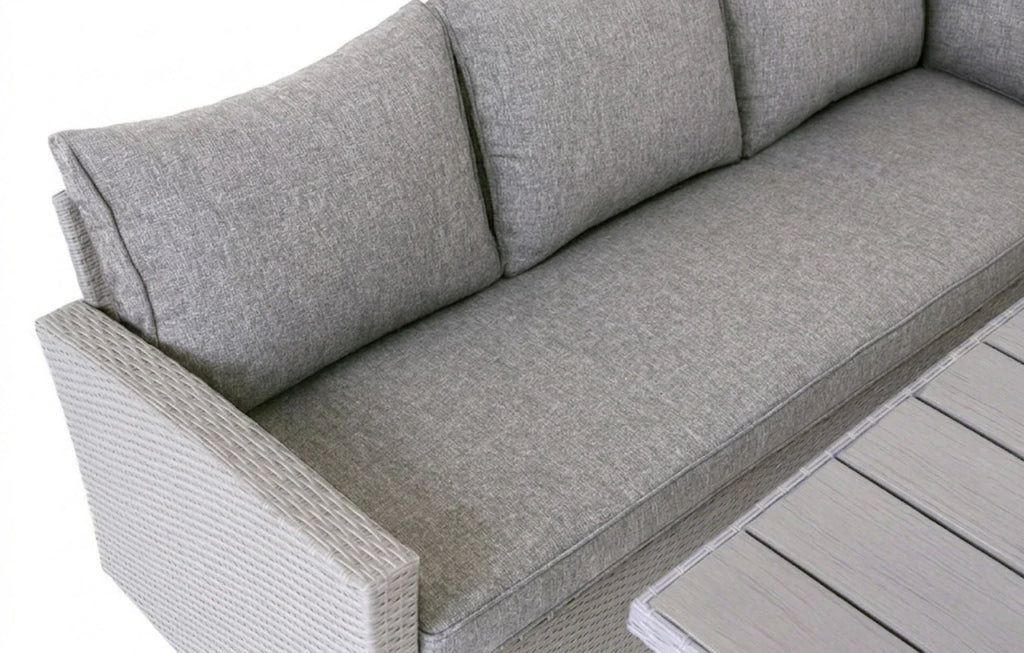 Stockholm 6 Seater Grey Rattan Corner Garden Dining and Lounge Set