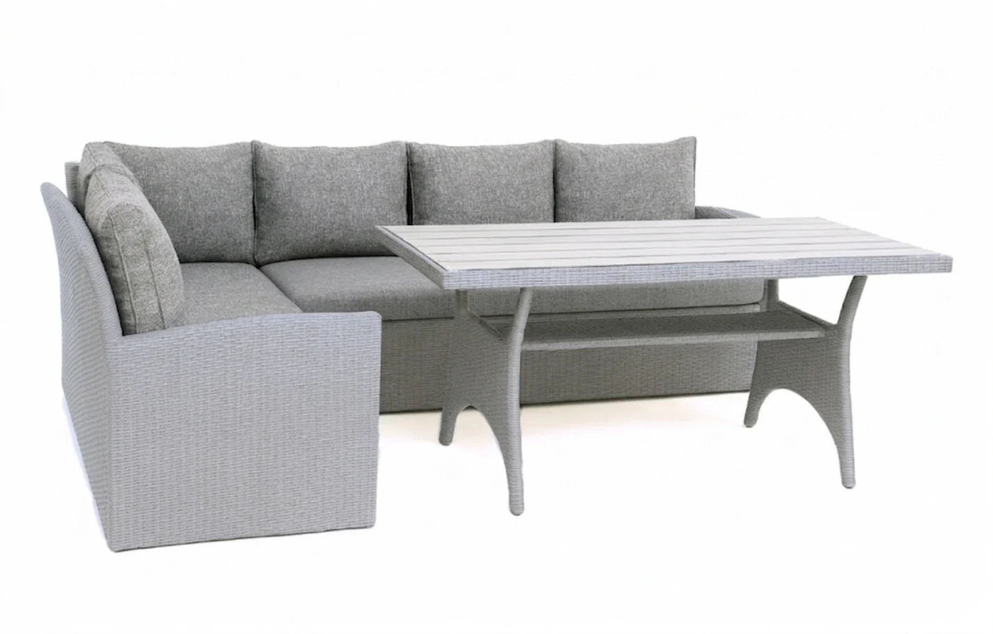 Stockholm 6 Seater Grey Rattan Corner Garden Dining and Lounge Set