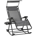 Folding Recliner Chair Outdoor Lounge Rocker Zero-Gravity Seat, Grey