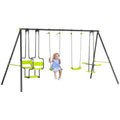 Outsunny Garden Swing Set with Double Swings, Glider, Swing Seats for Outdoor