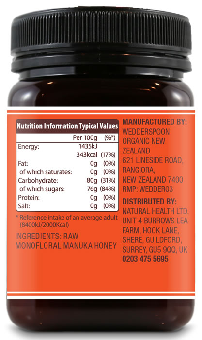 Wedderspoon RAW Manuka Honey KFactor 16+ 500g